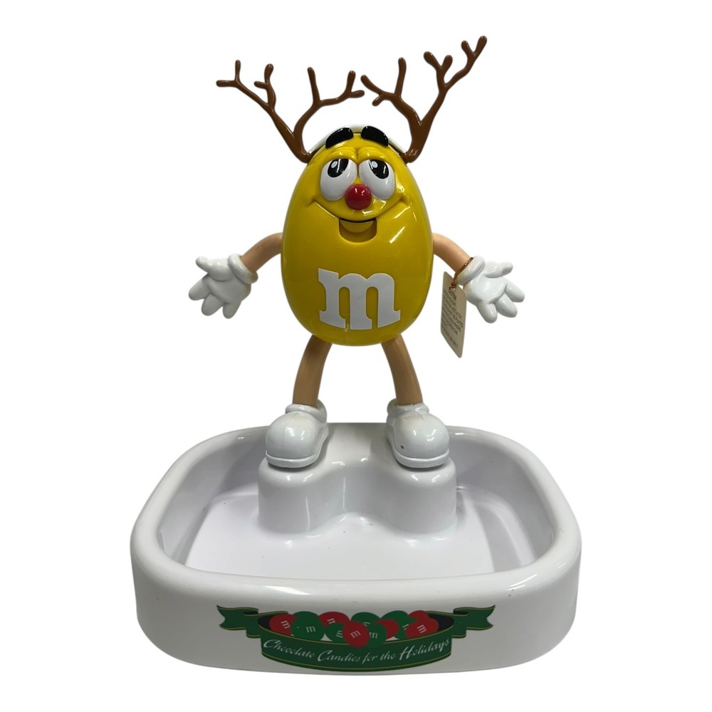 Vintage 1999 M&M's Yellow Reindeer Animated Candy Dish NONWORKING Telco